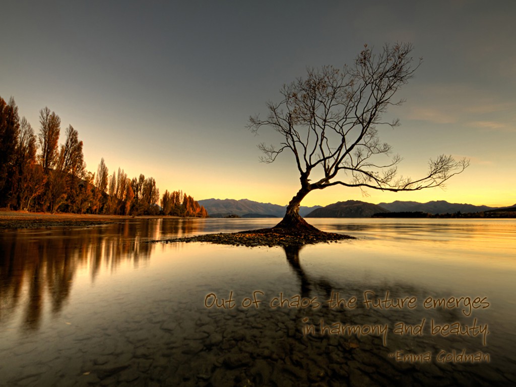 Out of chaos the future emerges in harmony and beauty. ~Emma Goldman